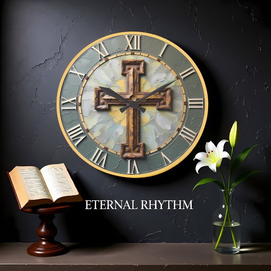 Jesus Rustic Textuurkruis Grote Klok