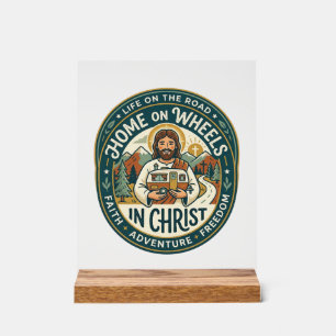 Jesus RV Camper Leven Vintage T-shirt Christelijke Acryl Bord