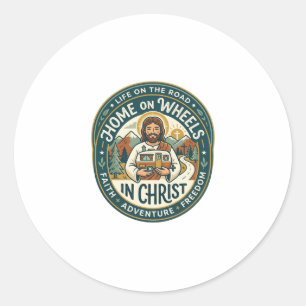 Jesus RV Camper Leven Vintage T-shirt Christelijke Ronde Sticker