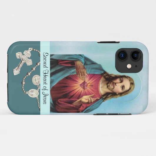 Jesus Sacred Heart Benediction & Rosary Case-Mate iPhone Case (Achterkant (horizontaal))