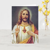 Jesus Sacred Heart Peace Sign Portret Kaart (Gele Bloem)