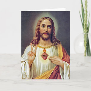 Jesus Sacred Heart Peace Sign Portret Kaart