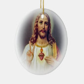 Jesus Sacred Heart Peace Sign Portret Keramisch Ornament (Rechts)