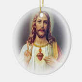 Jesus Sacred Heart Peace Sign Portret Keramisch Ornament (Links)