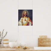 Jesus Sacred Heart Peace Sign Portret Poster (Keuken)
