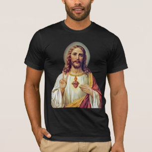 Jesus Sacred Heart Peace Sign Portret T-shirt