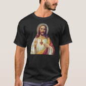 Jesus Sacred Heart Peace Sign Portret T-shirt (Voorkant)