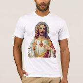 Jesus Sacred Heart Peace Sign Portret T-shirt (Voorkant)