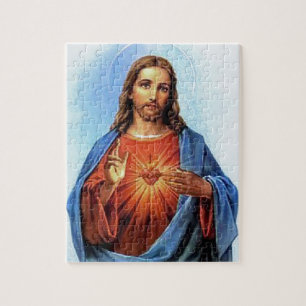 JESUS SACRED HEART WOOD LIJST 27  PR LEGPUZZEL