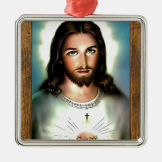 JESUS SACRED HEART WOOD LIJST 29  P METALEN ORNAMENT