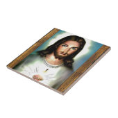 JESUS SACRED HEART WOOD LIJST 29  P TEGELTJE (Zijkant)