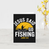 Jesus Said Go Fishing Luke 5-4 Christian Fisherman Kaart (Gele Bloem)