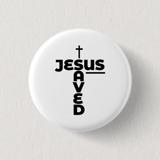 Jesus Saved - Christelijk Ronde Button 3,2 Cm (Voorkant)