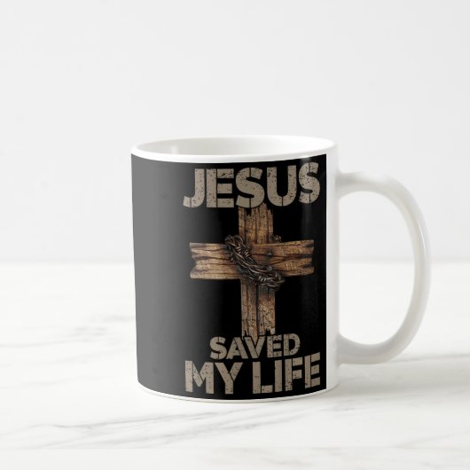 Jesus Saved My Life Christian Cross God Faith Bibl Koffiemok (Rechts)