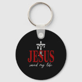 Jesus Saved My Life Cross Faith Christian Religiou Sleutelhanger (Voorkant)