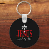 Jesus Saved My Life Cross Faith Christian Religiou Sleutelhanger (Voorkant)