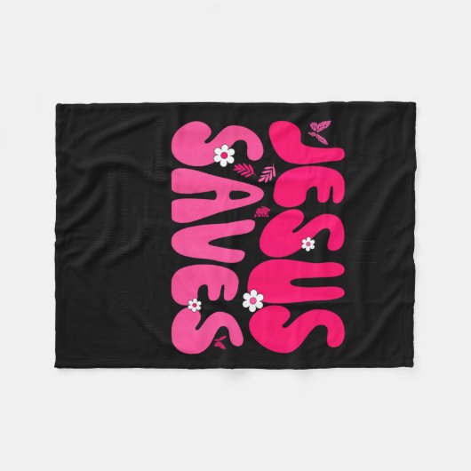 Jesus Saves Bible Verse Christian Faith Religious Fleece Deken (Voorkant (Horizontaal))