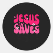 Jesus Saves Bible Verse Christian Faith Religious  Ronde Sticker (Voorkant)