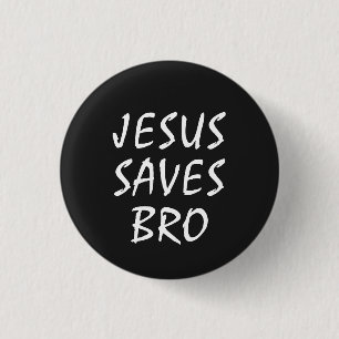 Jesus Saves Bro Christelijk Ronde Button 3,2 Cm