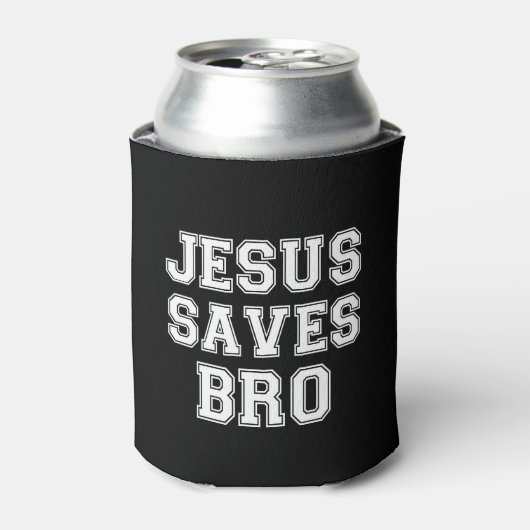 Jesus Saves Bro grappig gezegde bierfrisdrankblikj Blikjeskoeler (Blikje Voorkant)