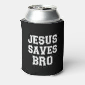 Jesus Saves Bro grappig gezegde bierfrisdrankblikj Blikjeskoeler (Blikje Achterkant)