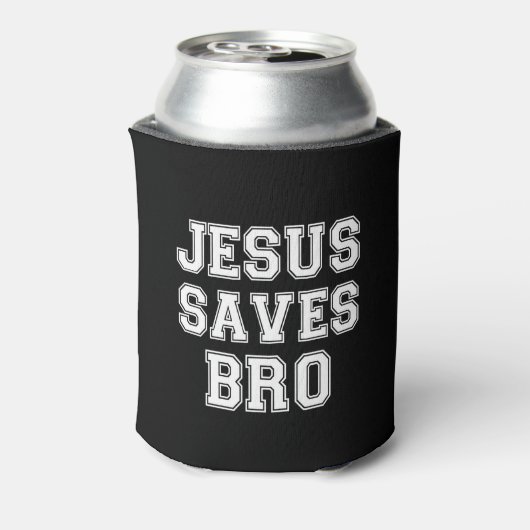 Jesus Saves Bro grappig gezegde bierfrisdrankblikj Blikjeskoeler (Blikje Achterkant)