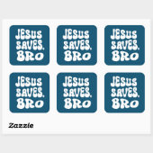 Jesus Saves Bro Vierkante Sticker (Vel)