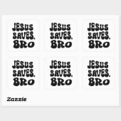Jesus Saves Bro Vierkante Sticker (Vel)