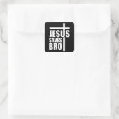 Jesus Saves Bro Vierkante Sticker (Tas)