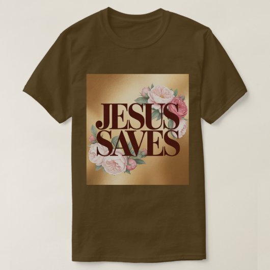 Jesus Saves Brown T-Shirt  (Design voorkant)
