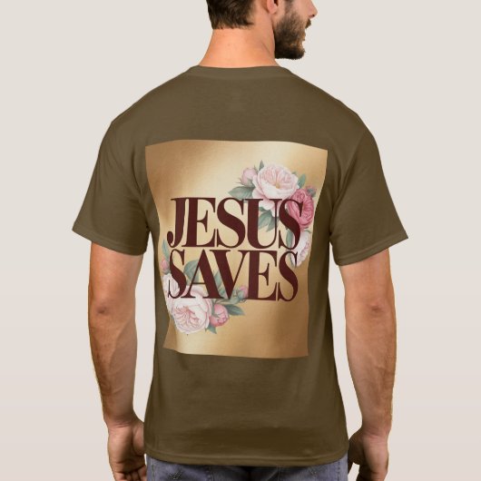 Jesus Saves Brown T-Shirt  (Achterkant)