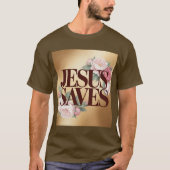 Jesus Saves Brown T-Shirt  (Voorkant)