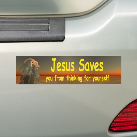 jesus saves bumpersticker (Op auto)