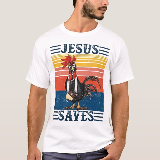 Jesus Saves Chicken  Funny Christelijk T-shirt (Voorkant)