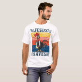 Jesus Saves Chicken  Funny Christelijk T-shirt (Voorkant volledig)