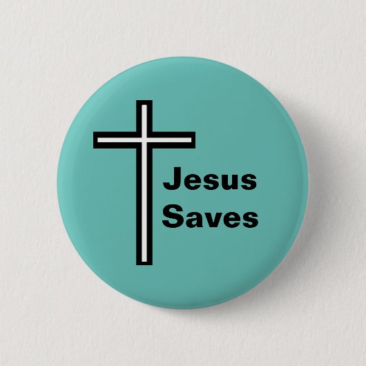 Jesus Saves Cross Christelijke Button (Voorkant)