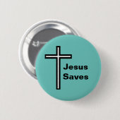 Jesus Saves Cross Christelijke Button (Voorkant /achterkant)