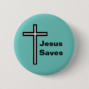 Jesus Saves Cross Christelijke Button