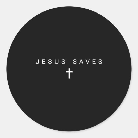Jesus Saves Cross Subtle Christians Minimal Cathol Ronde Sticker (Voorkant)