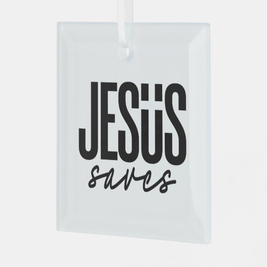 JESUS SAVES GLAS ORNAMENT (Voorkant links)