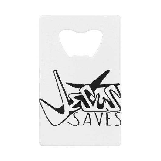 JESUS SAVES GRAFFITI CREDITKAART FLESSENOPENER (Voorkant)