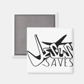 JESUS SAVES GRAFFITI MAGNEET (Voorkant / Achterkant)
