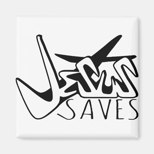 JESUS SAVES GRAFFITI MAGNEET (Voorkant)