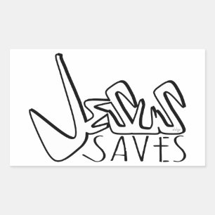 JESUS SAVES GRAFFITI RECHTHOEKIGE STICKER
