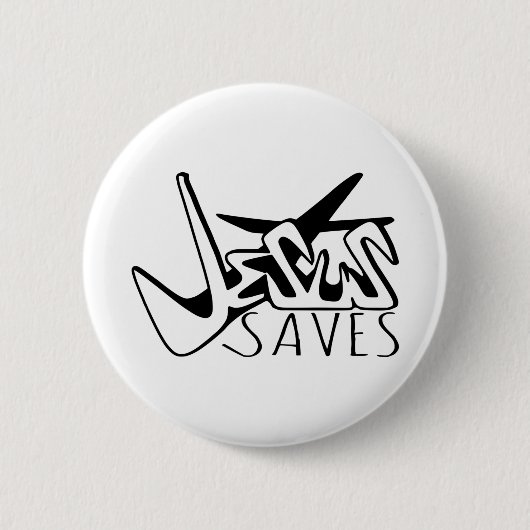 JESUS SAVES GRAFFITI RONDE BUTTON 5,7 CM (Voorkant)