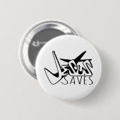 JESUS SAVES GRAFFITI RONDE BUTTON 5,7 CM (Voorkant /achterkant)