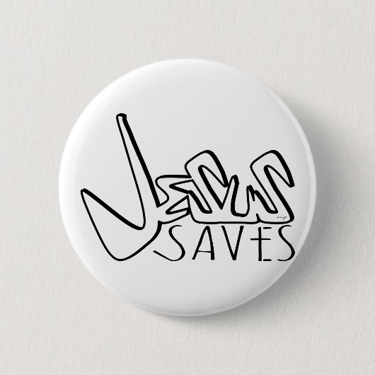 JESUS SAVES GRAFFITI RONDE BUTTON 5,7 CM (Voorkant)