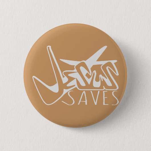 JESUS SAVES GRAFFITI RONDE BUTTON 5,7 CM (Voorkant)