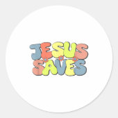 Jesus Saves - Hipe Flower Child Style  Ronde Sticker (Voorkant)