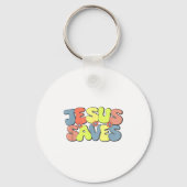 Jesus Saves - Hipe Flower Child Style Sleutelhanger (Voorkant)